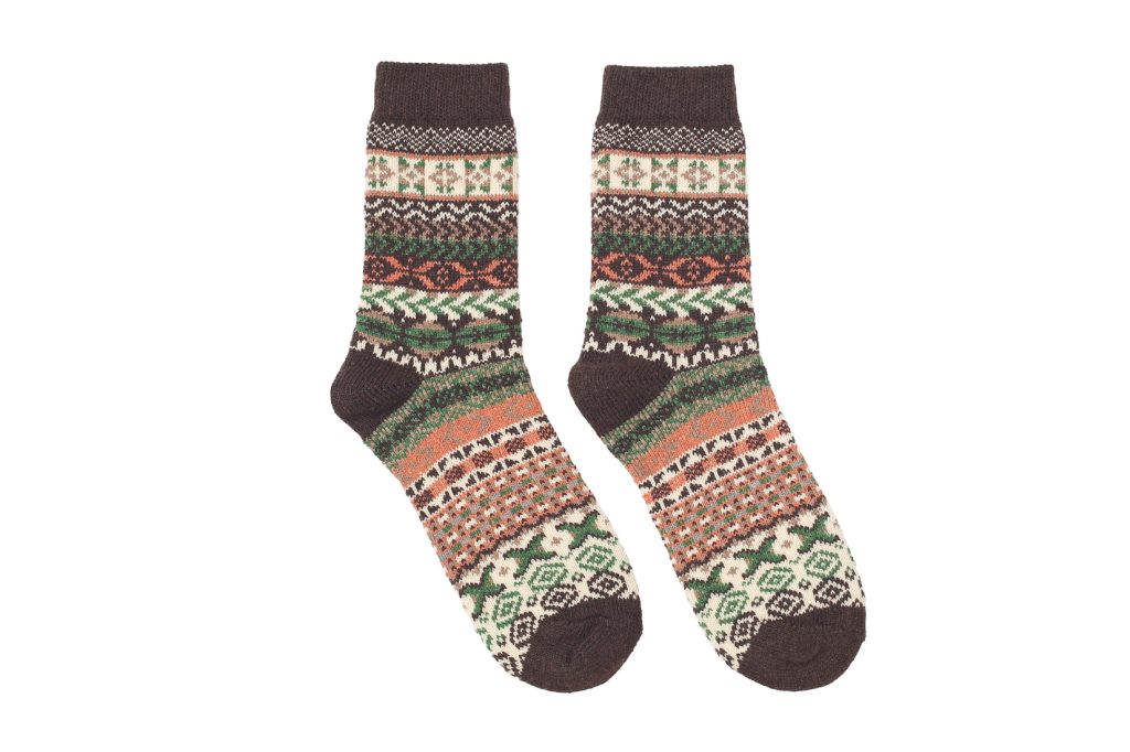 Diagonal Tribal Socks – Coffee