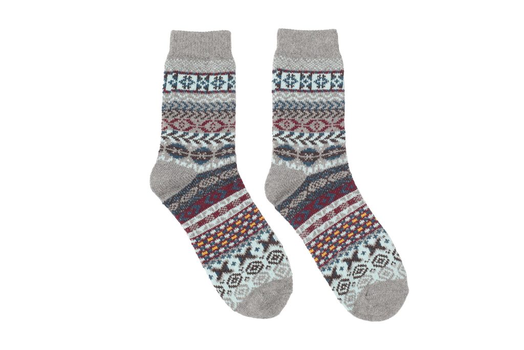 Diagonal Tribal Socks – Grey