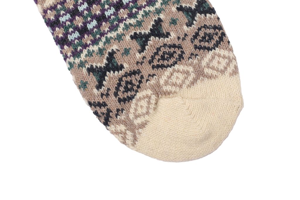 Diagonal Tribal Socks – Beige